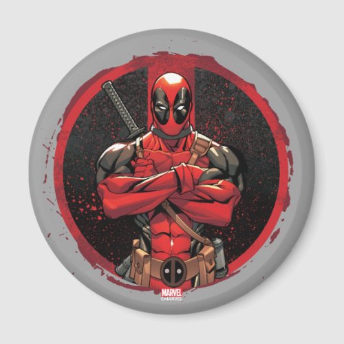 Deadpool in Paint Splatter Logo Magnet