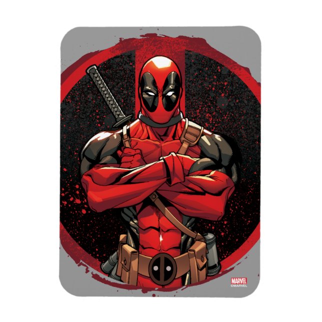 Deadpool in Paint Splatter Logo Magnet (Vertical)