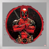 Deadpool in Paint Splatter Logo Poster