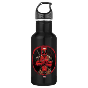 Deadpool in Paint Splatter Logo Stainless Steel Water Bottle