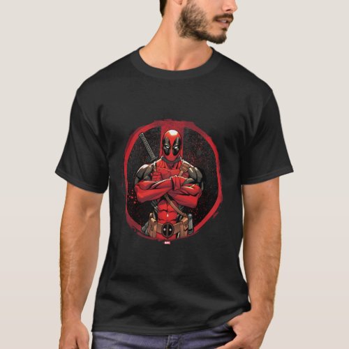 Deadpool in Paint Splatter Logo T_Shirt