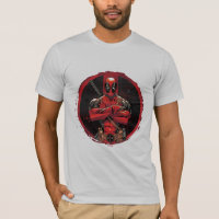 Deadpool in Paint Splatter Logo T-Shirt