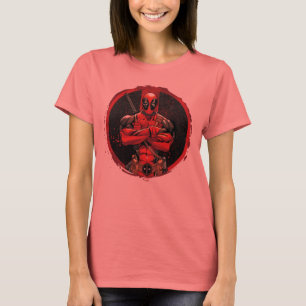 Deadpool in Paint Splatter Logo T-Shirt