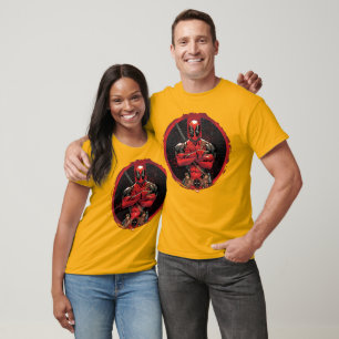 Deadpool in Paint Splatter Logo T-Shirt