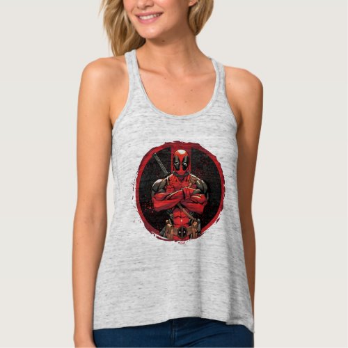 Deadpool in Paint Splatter Logo Tank Top