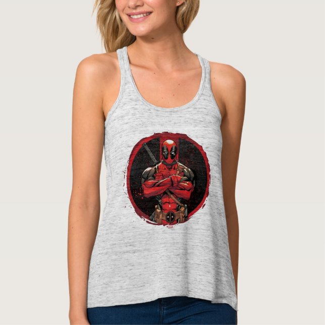 Deadpool in Paint Splatter Logo Tank Top (Front)