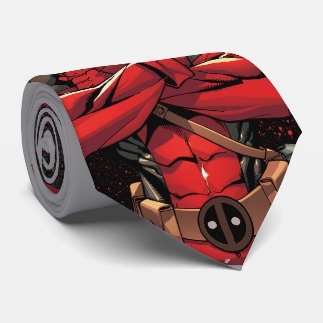 Deadpool in Paint Splatter Logo Tie (Rolled)