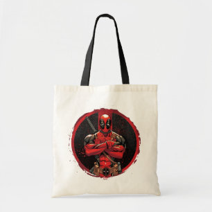Deadpool in Paint Splatter Logo Tote Bag