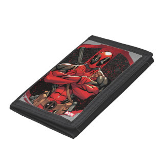 Deadpool in Paint Splatter Logo Tri-fold Wallet