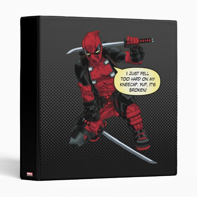 Deadpool Kneeling With Swords 3 Ring Binder (Front/Spine)