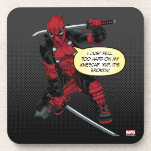 Deadpool Kneeling With Swords Beverage Coaster