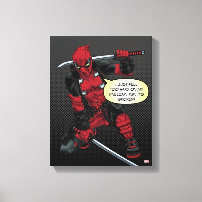 Deadpool Kneeling With Swords Canvas Print (Front)