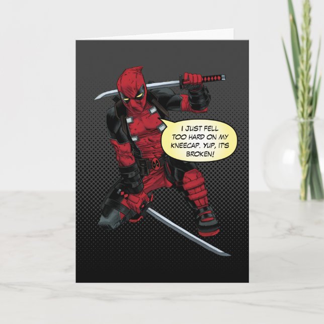 Deadpool Kneeling With Swords Card (Front)