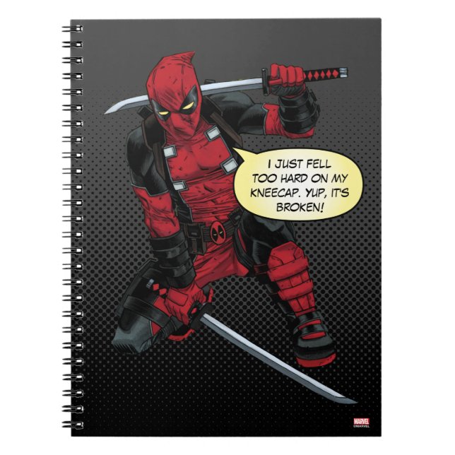 Deadpool Kneeling With Swords Notebook (Front)