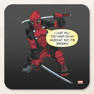 Deadpool Kneeling With Swords Square Paper Coaster