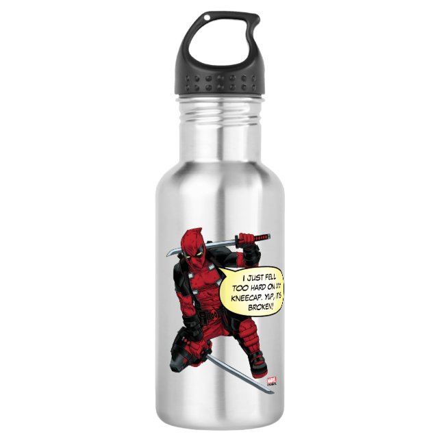 Deadpool Kneeling With Swords Stainless Steel Water Bottle (Front)