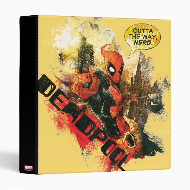 Deadpool Outta The Way Nerd 3 Ring Binder (Front/Spine)