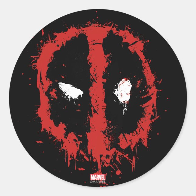 Deadpool Paint Splatter Logo Classic Round Sticker (Front)