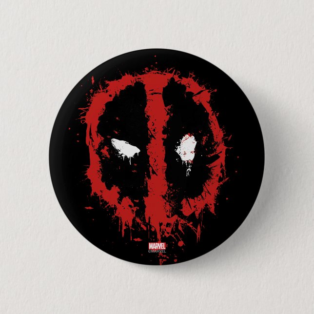 Deadpool Paint Splatter Logo Pinback Button (Front)