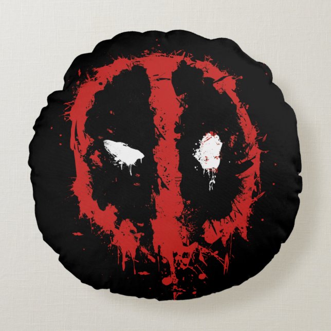Deadpool Paint Splatter Logo Round Pillow (Front)