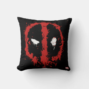 Deadpool Paint Splatter Logo Throw Pillow