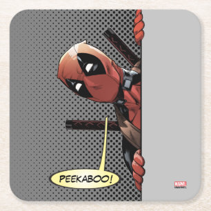 Deadpool Peekaboo Square Paper Coaster