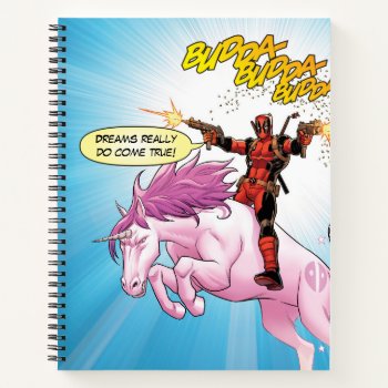 Deadpool Riding A Unicorn Notebook by deadpool at Zazzle
