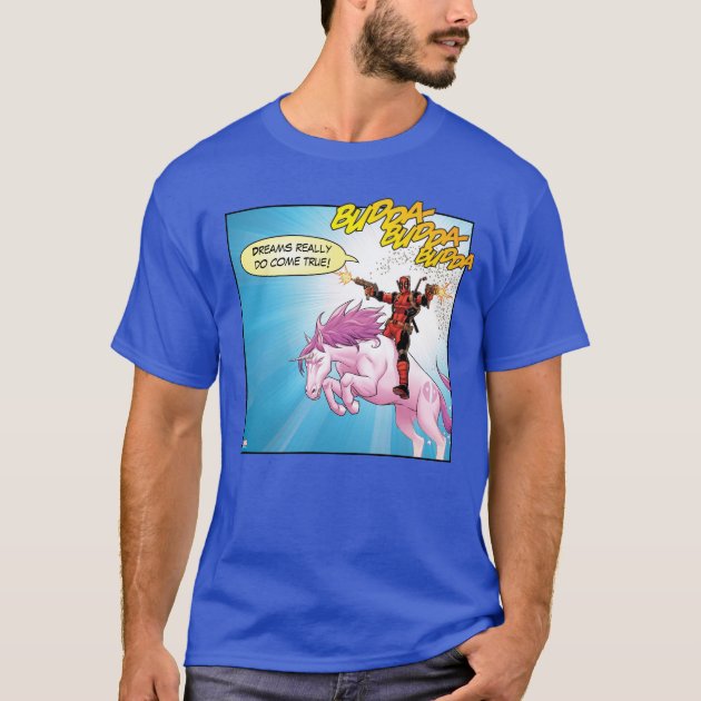 deadpool riding a unicorn t shirt