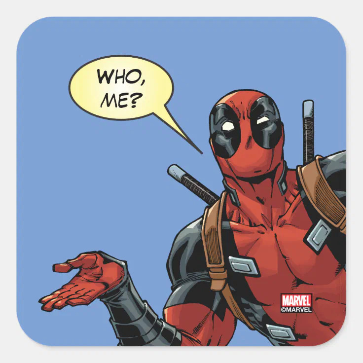Deadpool Shrug Square Sticker | Zazzle