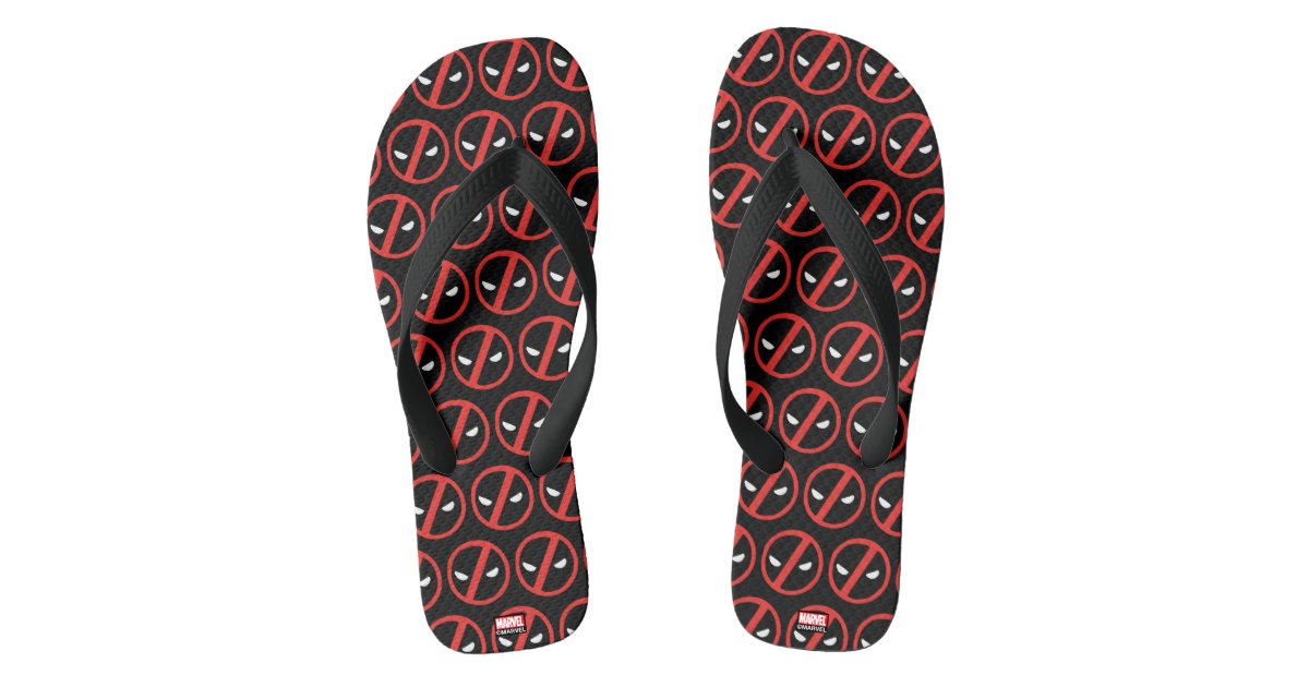 Deadpool Slanted Logo Flip Flops Zazzle