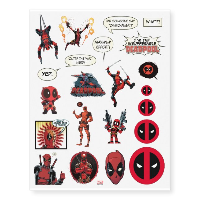 Deadpool Temporary Tattoos (Front)