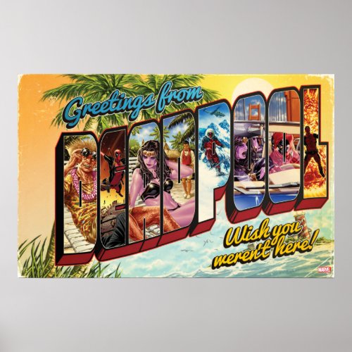 Deadpool Vacation Postcard Poster