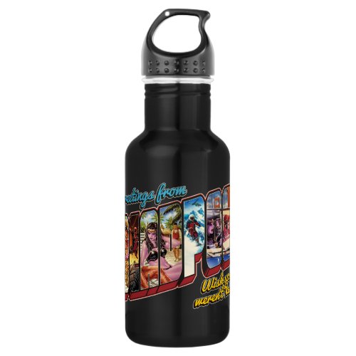 Deadpool Vacation Postcard Stainless Steel Water Bottle