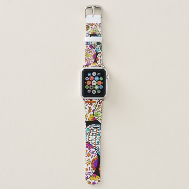 Dead's Day: Vibrant Mexican Patterns. Apple Watch Band (Front)