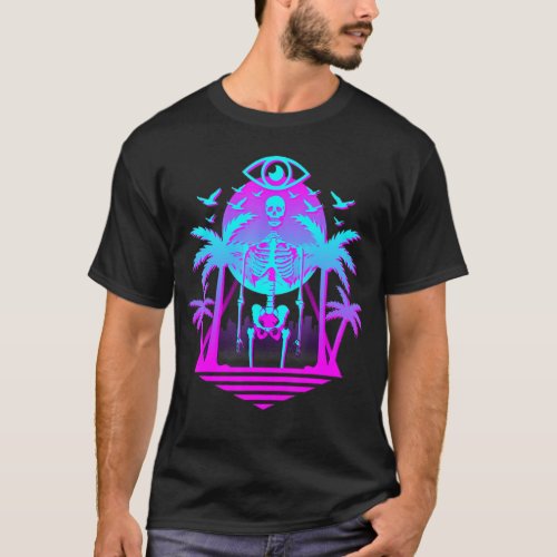 Deadvibes Retro 80s Illuminati Skeleton T_Shirt