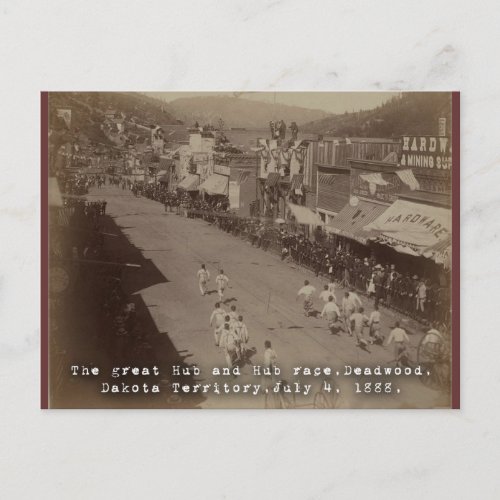 Deadwood Hub and Hub Race 1888 Postcard