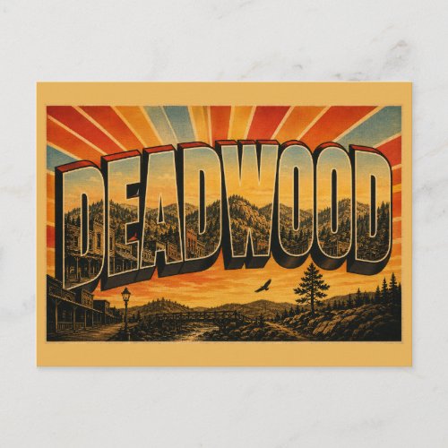 Deadwood SD Historic Boardwalk Black Hills Art Postcard