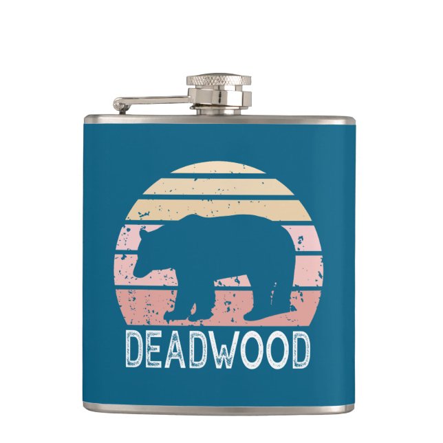 Deadwood South Dakota Retro Bear Flask (Front)