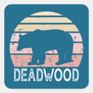 Deadwood South Dakota Retro Bear Square Sticker