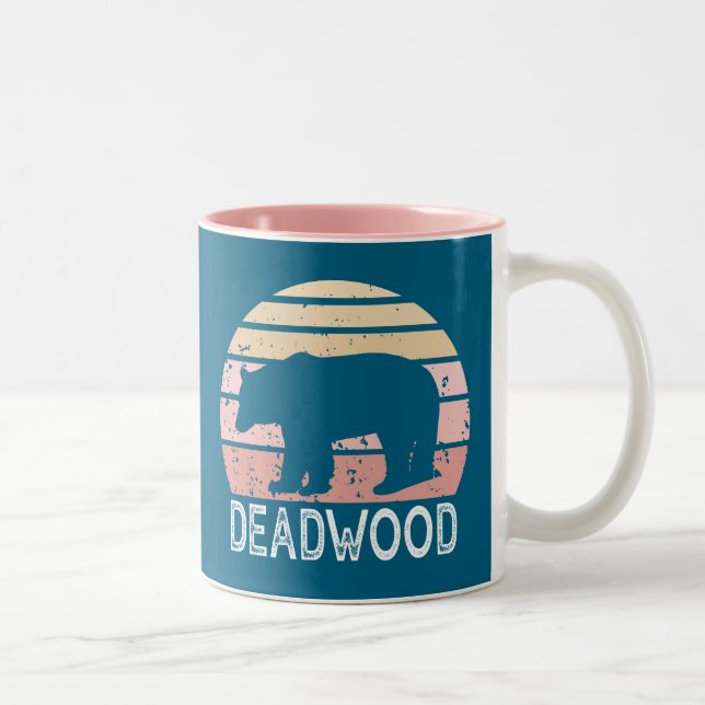 Deadwood South Dakota Retro Bear Two-Tone Coffee Mug (Right)
