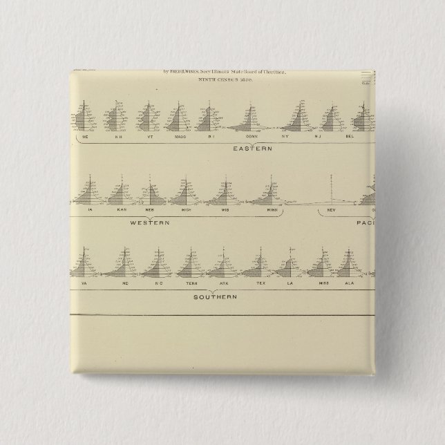 Deaf and Mutism, Statistical US Lithograph Pinback Button (Front)