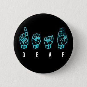 Deaf ASL American Sign Language Fingerspelled Button