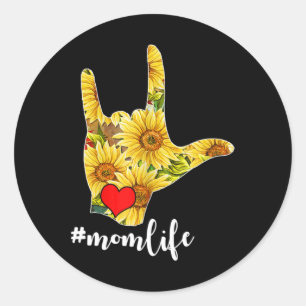 Deaf Awareness ASL Sign Language Sunflower I Love  Classic Round Sticker