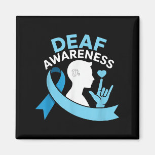 Deaf Awareness Month Blue Ribbon Asl Cochlear Impl Magnet