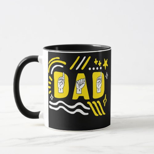 Deaf Awareness Month Dad ASL Fathers Day Gift Mug