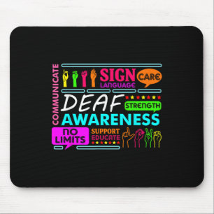 Deaf Awareness Sign Deafness Hearing Loss Warrior  Mouse Pad