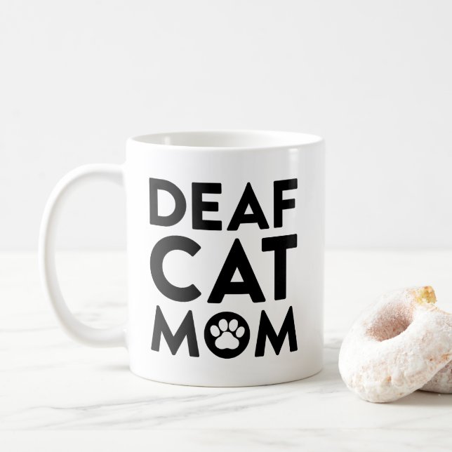 Deaf Cat Mom Coffee Mug (With Donut)