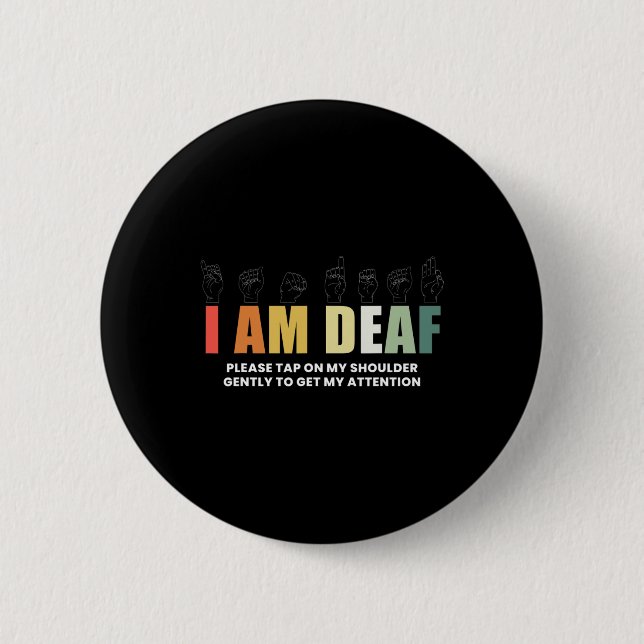 Deaf Deaf-mute Sign-language  Button (Front)