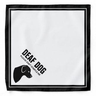 Deaf Dog - Black & White Dog Silhouette & Text Bandana