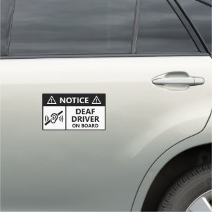 Deaf Driver On Board Emergency Safety Alert  Car Magnet